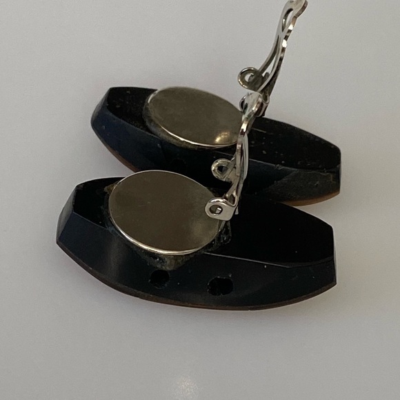 Vintage Clips Earrings Chunky Textured MOP Statement Artisan Repurposed Unique - Picture 6 of 7